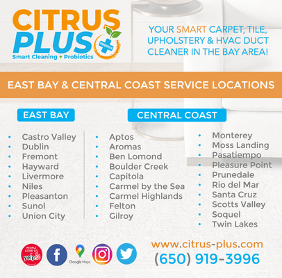 Citrus Plus East Bay and Central Coast service locations.