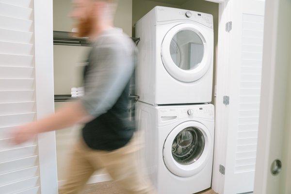 Full size washer + dryer.