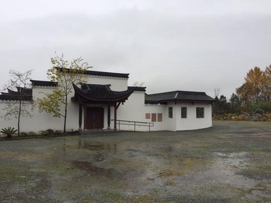 A Chinese gardens and courtyard is on campus