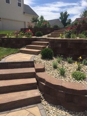 Stone steps and retaining walls