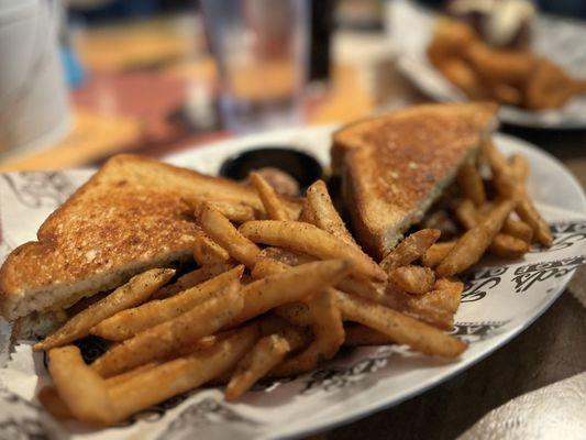 Our favorite... brisket sandwich and hot seasoned fries.