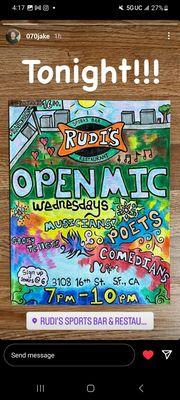 Open mic Wednesday