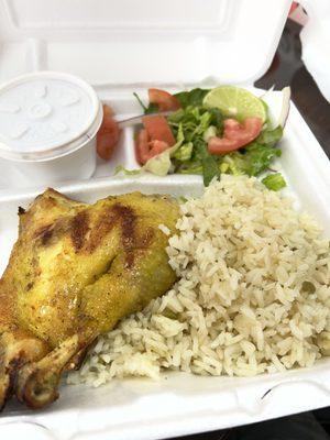 Sopa de Gallina Rice and salad