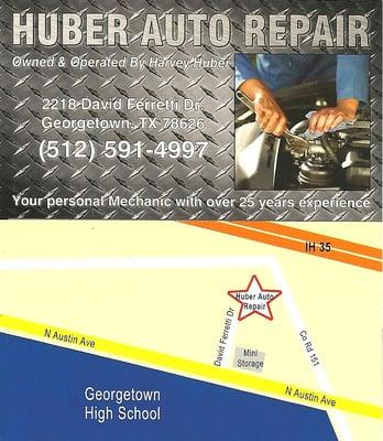 Buisness Card for Huber Auto Repair