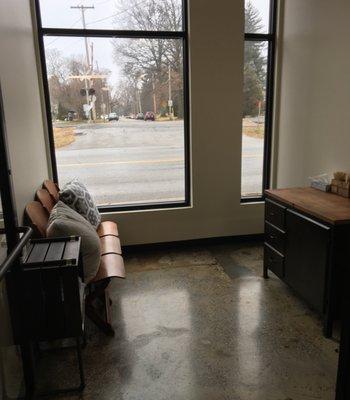 Exam room 2, big windows and bench seats