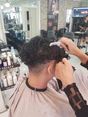 Mens cut and perm