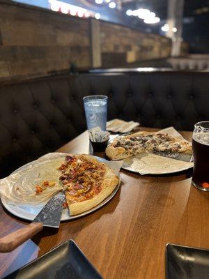 Pizzas! The Joe (left) and Le Champignon (right)