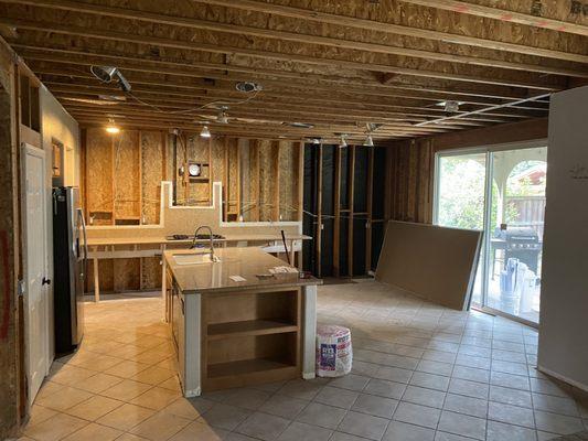 Water mitigation complete in kitchen.