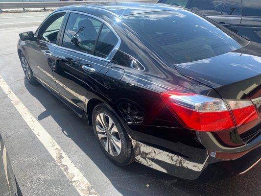 Previous back bumper, and panel damage. Now like new