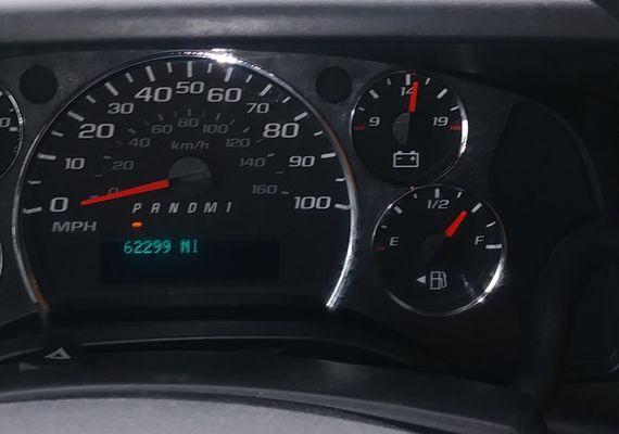 This is what the miles actually was. We took this picture before starting truck.   PLEASE TAKE PICTURES OF THE MILES AND GAS.