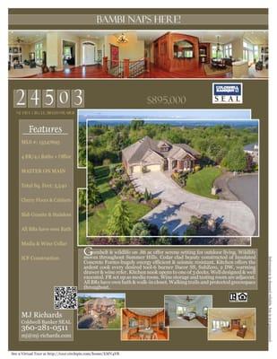 $895,000-4 Bd/4.5 Ba-Brush Prairie, WA! For more info, contact: MJ Richards at: (360) 281-0511.