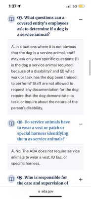 General Rules for service animals on ADA.gov