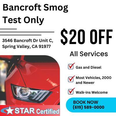 Bancroft Star Certified $20 off Coupons