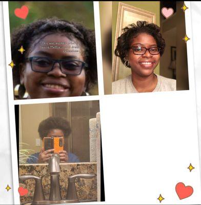 These pics show how my hair was before Mattie Williams attempted to install fake real hair dread installation in my hair