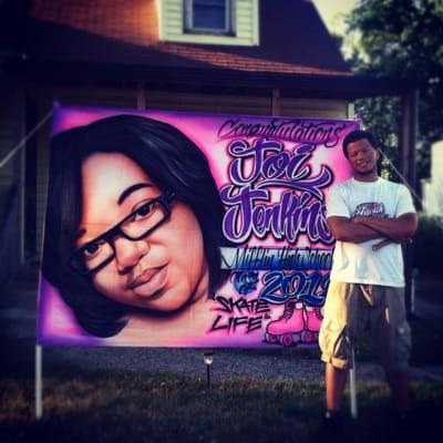 Airbrush graduation banners for your front lawn artwork. This totally gives the neighborhood that unique touch.