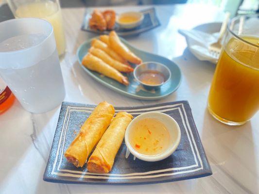 Spring roll, shrimp roll, fried pork dumpling