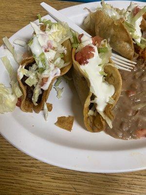 Crispy shredded beef tacos