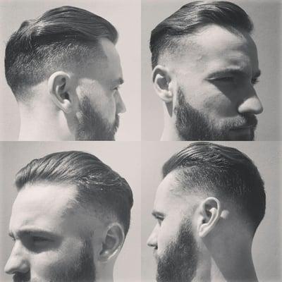 Fade, pompadour, neck clean up