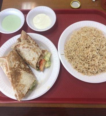 Sandwich and rice. The nan is well made.