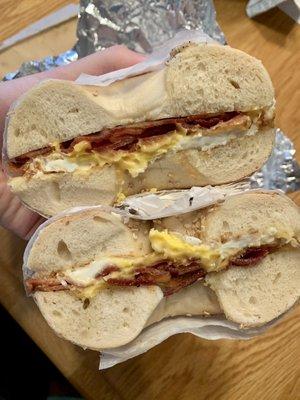 Bacon, Egg, and Cheese on a Sesame Bagel