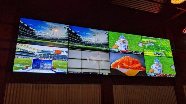 There are only 3 NFL games on. I can see 12 televisions from my seat and am only able to see 2 of the 3 games.