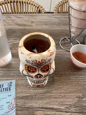 Cantarito in a crystal skull mug