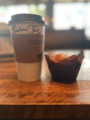 London fog tea and blueberry muffin