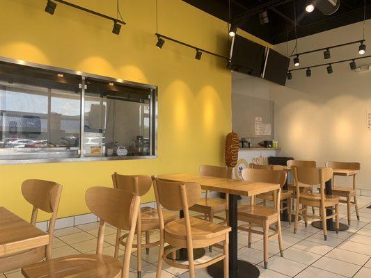 Dining area, windows to view into the kitchen