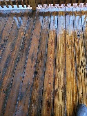 Customers deck 1/12/22 during stripping process.  One side stripped and other half waiting.