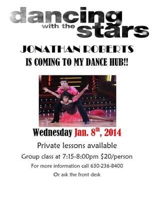 DWTS Jonathan Roberts is coming to My Dance Hub January 8, 2014