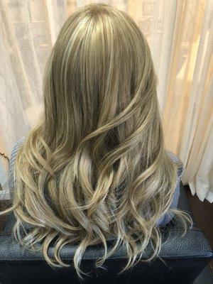 CNC hair system by Cesare Ragazzi. Custom color balayage done to achieve the desired color.