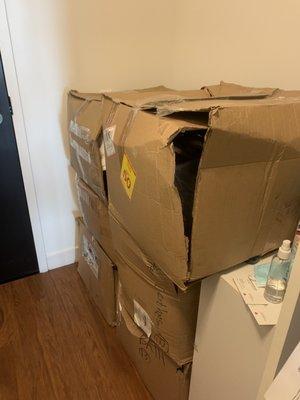 Boxes delivered in this condition