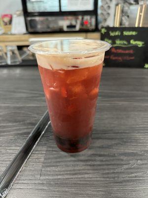 Strawberry tea w/ boba