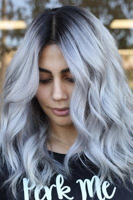 Silver Babylights on dark hair