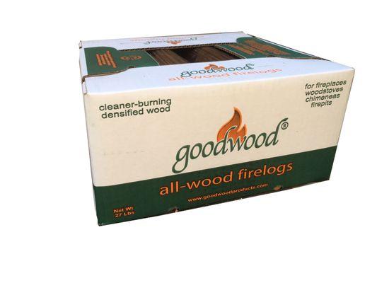 Our 30-lb case of 8 all-wood firelogs, burns hotter and cleaner than regular firewood. Available at our warehouse for wholesale prices