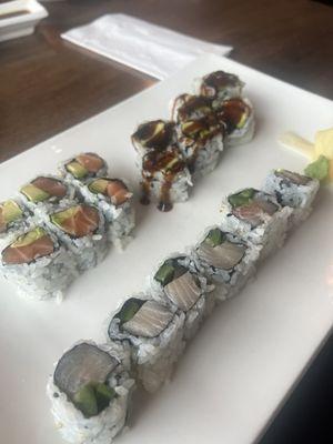 Salmon Avocado Roll Eel Avocado Roll Yellowtail Jalapeno Roll