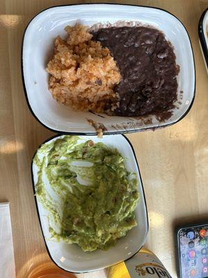 Guacamole and rice/beans