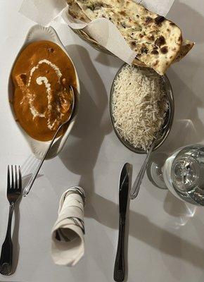 Chicken Tikka Masala, Basmati Rice, Garlic Naan