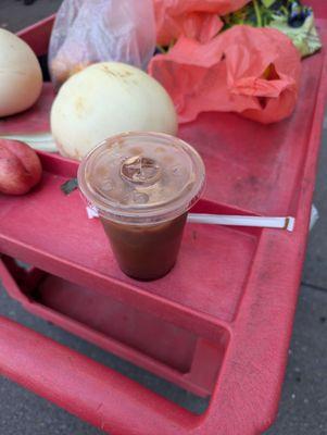 Iced hot drinking chocolate