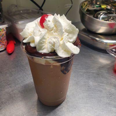 Chocolate Peanut butter hot fudge Frosty cane