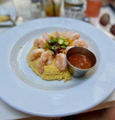 Shrimp and grits with bbq on the side