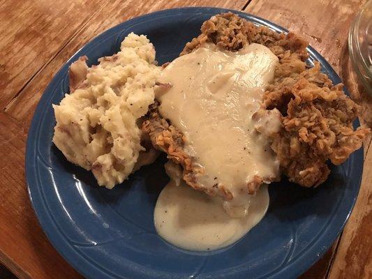 Chicken fried steak. Very tender.