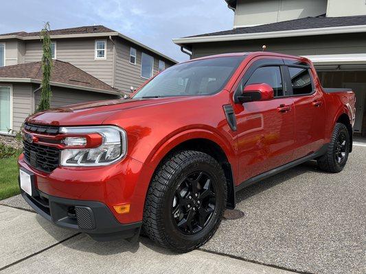 2022 Ford Maverick Lariat in HPR (Hot Pepper Red)
 
 Want the best paint protection film installation and quality ? Kimball's, of course !