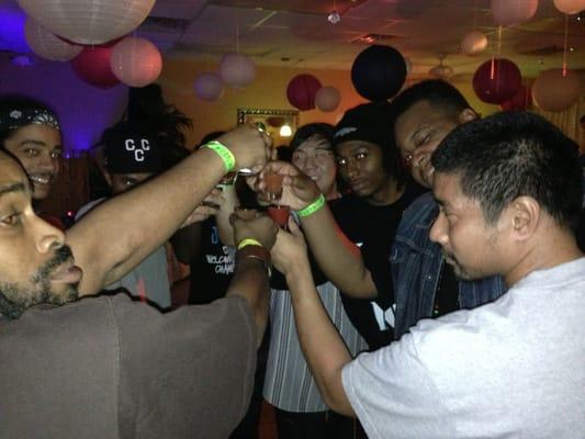 Good Times - Night Club. The fellas drinking rainbow shots