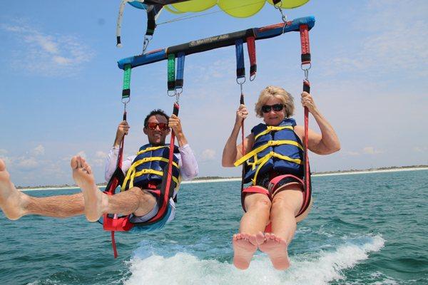 Double Parasail Ride Taking off the Flight Deck!