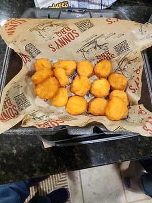 Side order of corn nuggets.