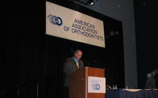 Dr. Colville making a presentation at a meeting of the American Association of Orthodontics