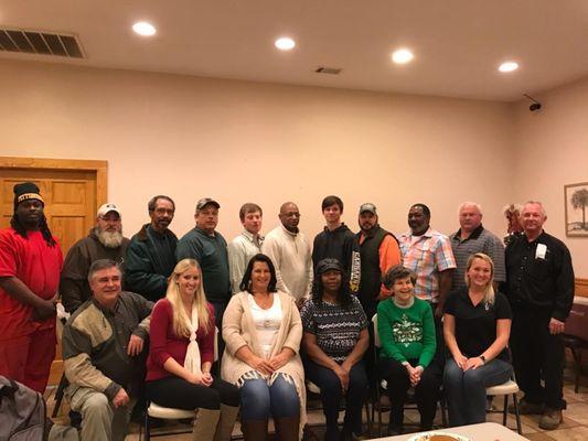 The whole crew at our annual Christmas party.