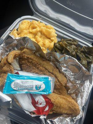 Catfish & Macaroni and Cheese & Collard Greens