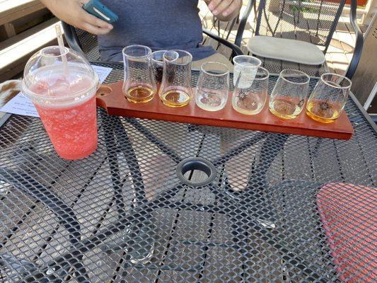 Strawberry daiquiri and tasting flight